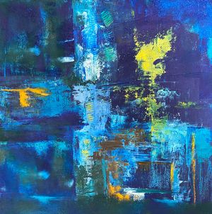 8x8 Cold Wax & oils. Sold. Giclee prints up to 16x16 available. Blue Wave