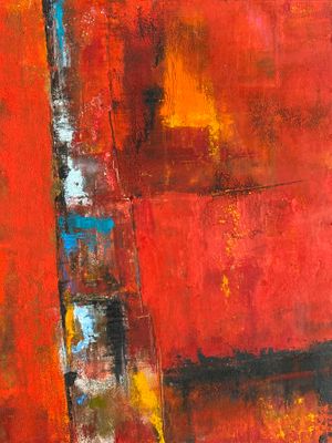 9x12 Cold wax & oils. SOLD. Giclee prints available up to 17x22 Fuel To The Fire