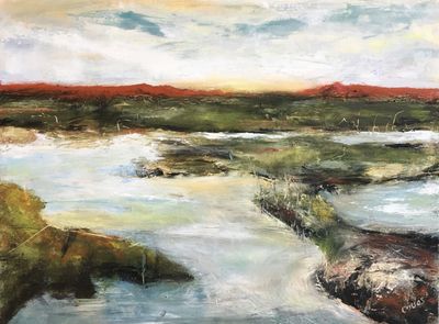 9x12 Cold wax oils . Canvas paper on cradled panel. Available. Contact the artist. Nowhere Is Somewhere