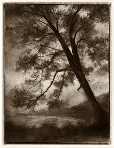 Rice paper print from charcoal drawing. Before She Fell