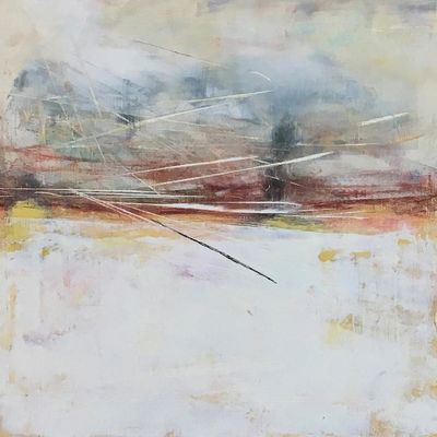 10 x 10 Cold wax /oil on cradled panel. Available. Contact the artist. Twin Peaks1