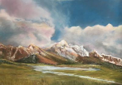 19 x 26 pastel on paper. Available. Contact the artist. A Teton Dream