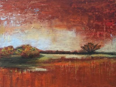 9x12 Cold wax oils on board. SALE! $175. Framed. $150. unframed. Ignition (Series: Nowhere in Particular)