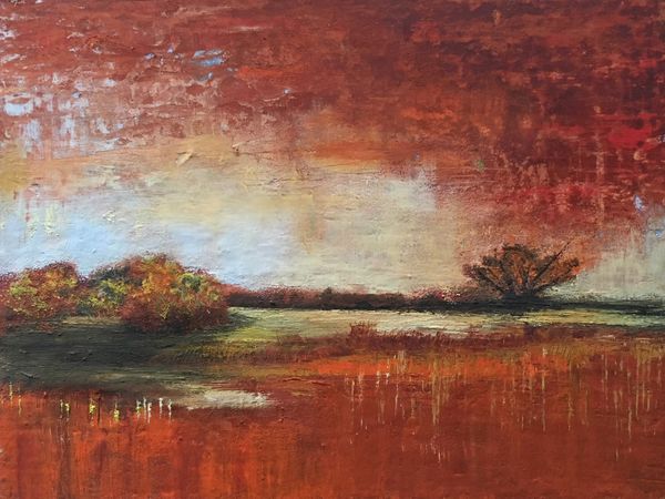 9x12 Cold wax oils on board. SPECIAL! $150. Framed. $125. unframed. Ignition (Series: Nowhere in Particular)