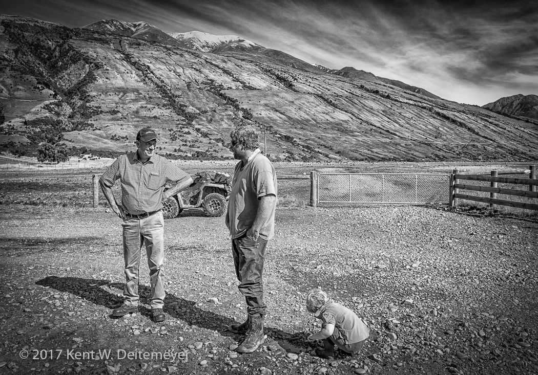 Mark and Ben Ensor with the local rural supply salesman whilst waiting for the arrival of the Fish & Game helicopter. Glenariffe_10_April_2017-11.jpg
