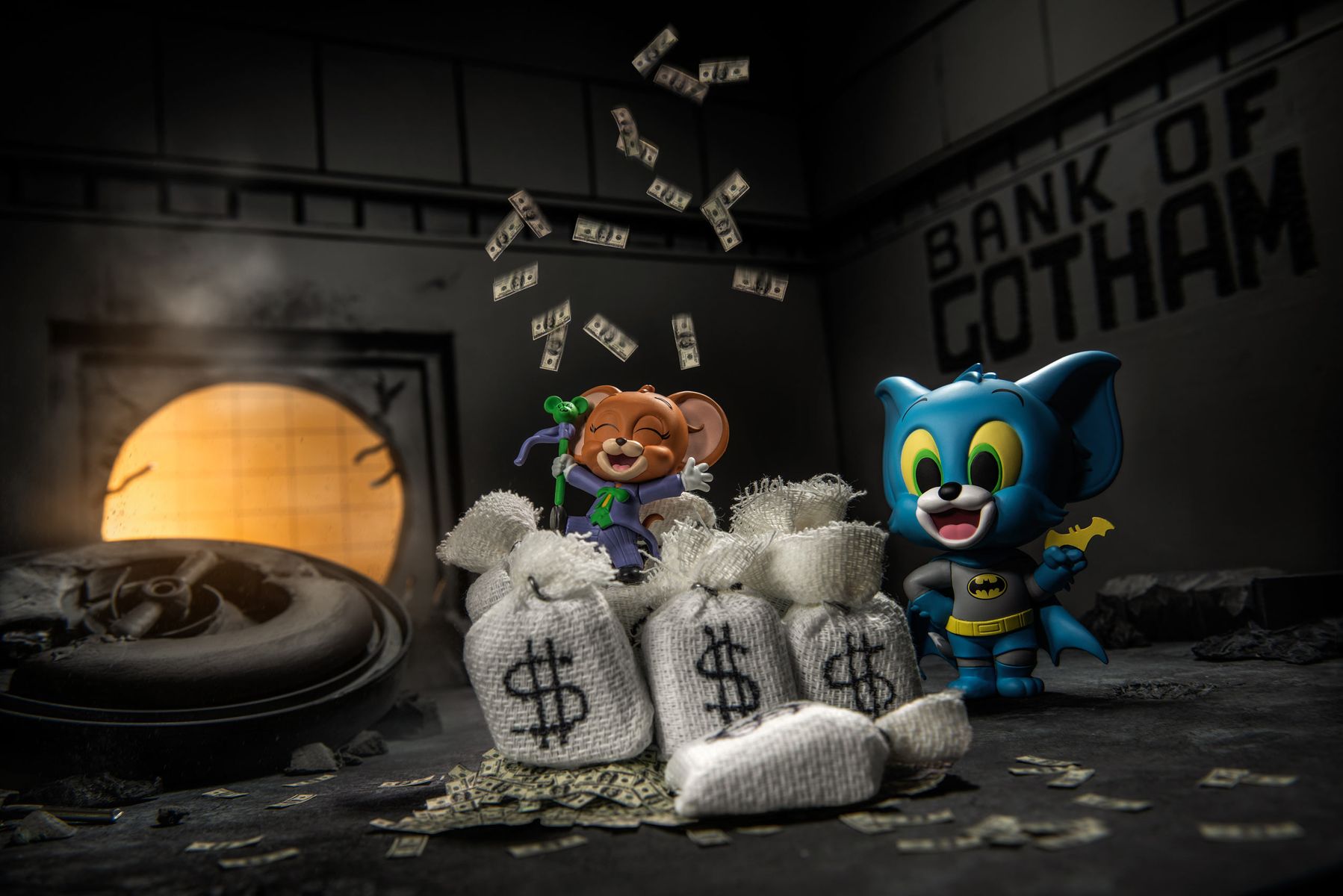 @Cizzle_D_Vizzle, "Tom & Jerry as Batman and The Joker" for Warner Bros., featuring @HotToysCollectable