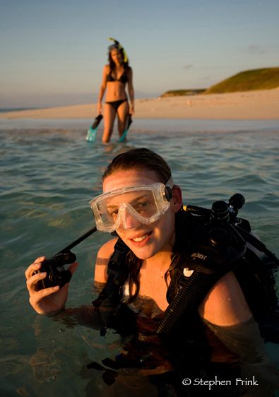 Gibbs Cay, models in series:  Rocio Marfil (dark hair) and Nikki Mackay (light brown hair)