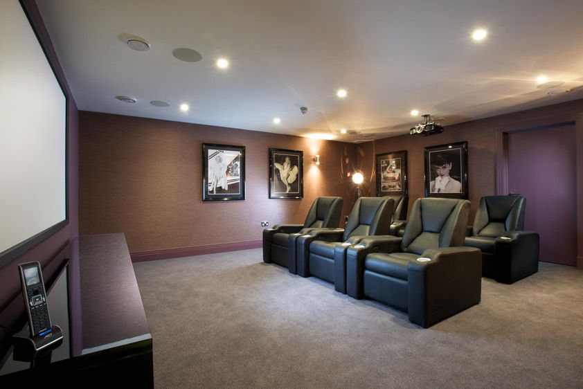 modern basement home cinema