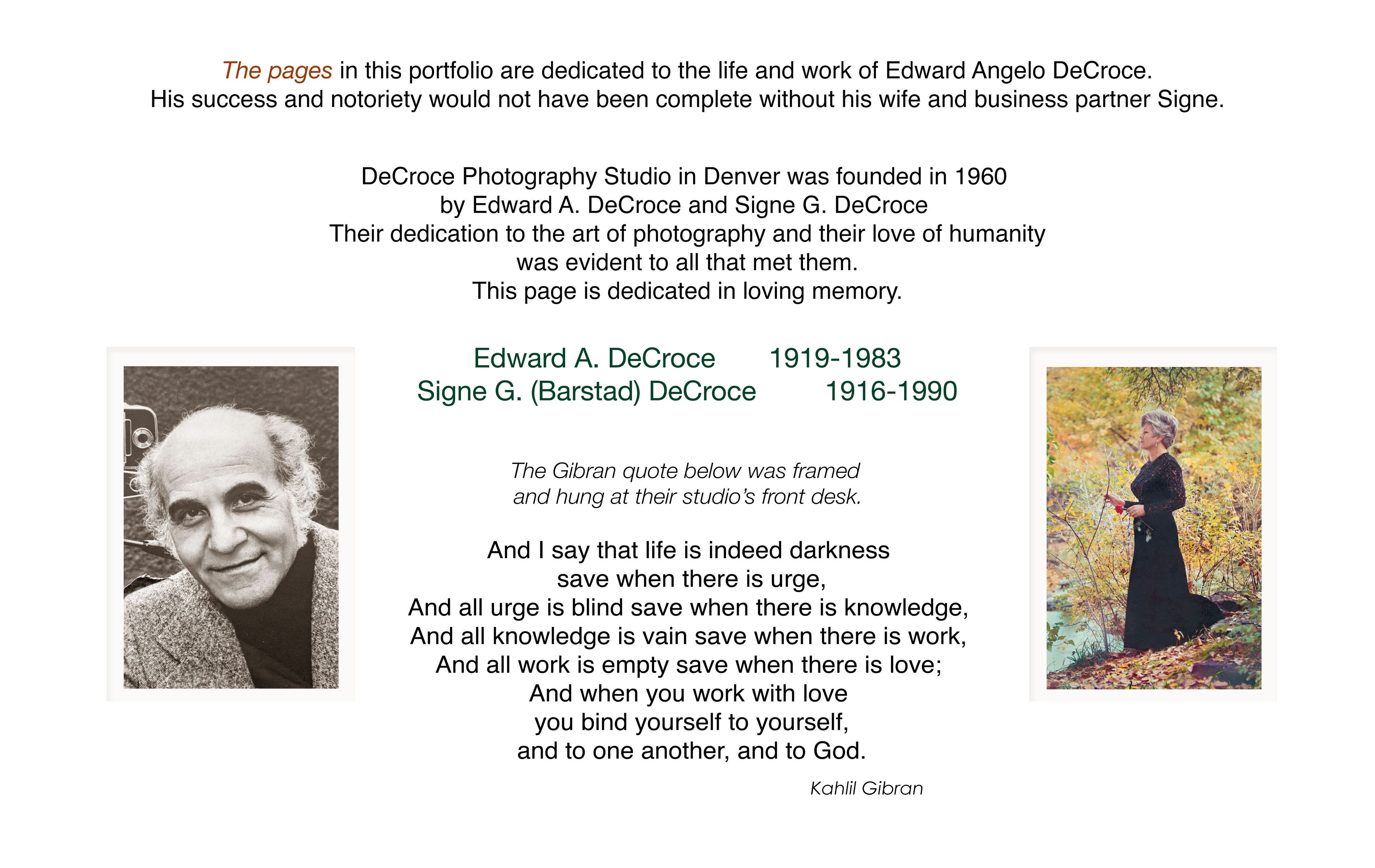 Edward A. and Signe G. DeCroce Tribute