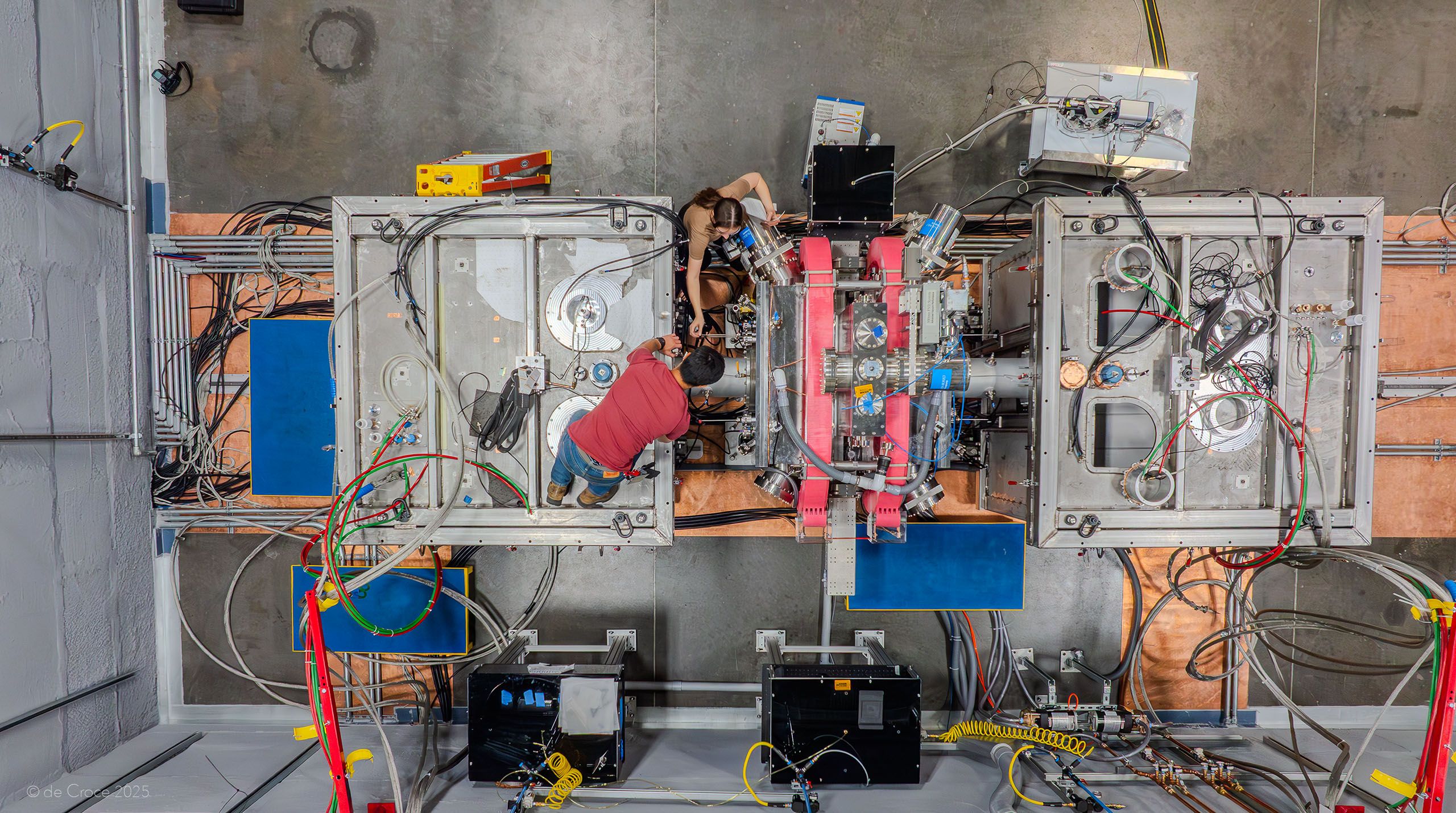 Engineers ate Zcemer Energy work on laser for fusion energy in this commercial photography shot with drone. Commercial Drone Photography - Fusion laser Long Pulse Kinetic - Colorado