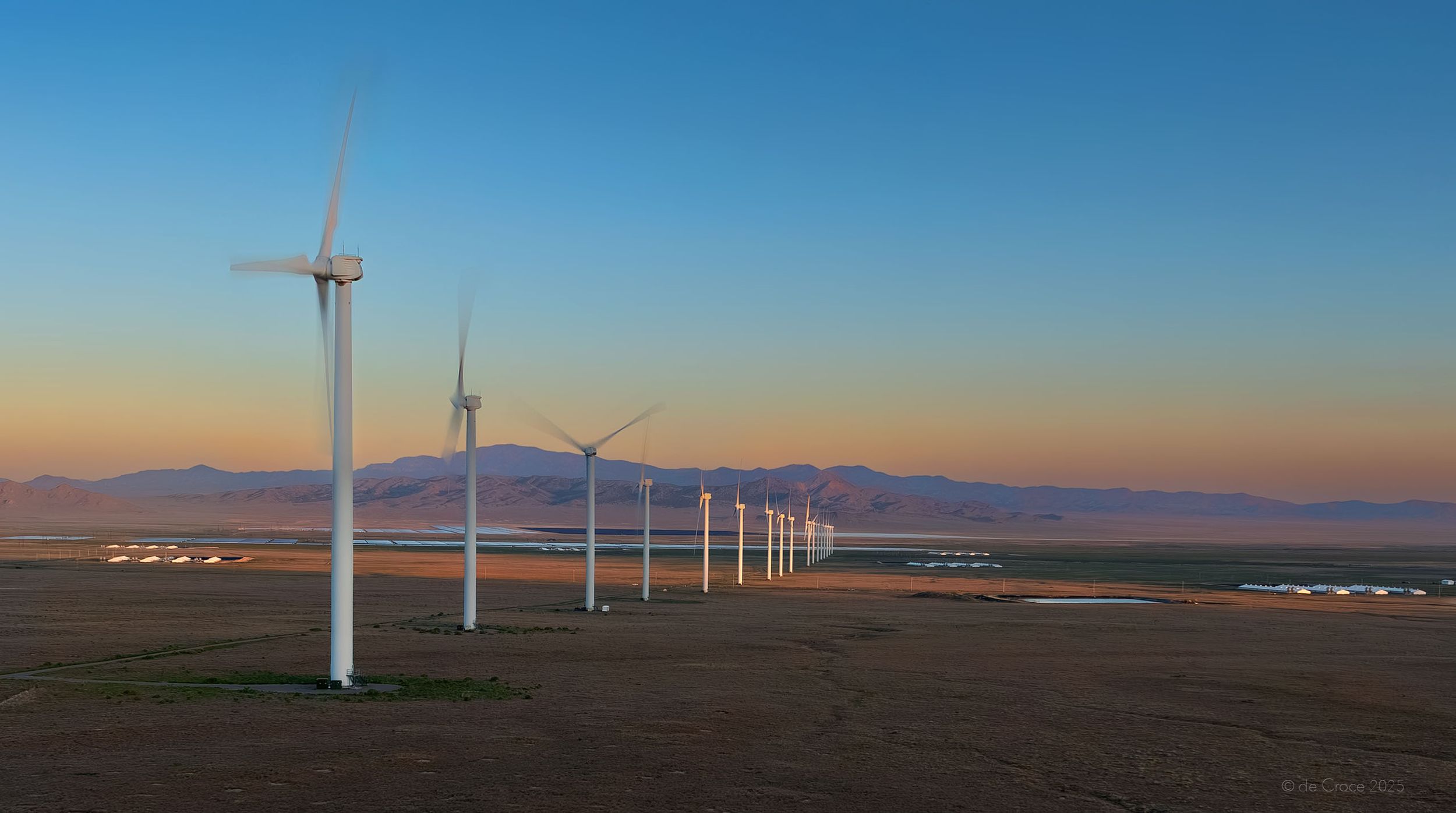 Commercial Photographer - Wind Farm Under Wildfire Smoke Sky- Utah