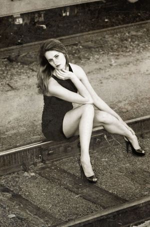 Denver lovely model photography on train track. model portfolio photography