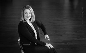 This delightful black and white portrait of CEO Keri Blair was created at the Style Studio by Denver portrait business photographers at DeCroce Denver Business Woman Portrait Photography