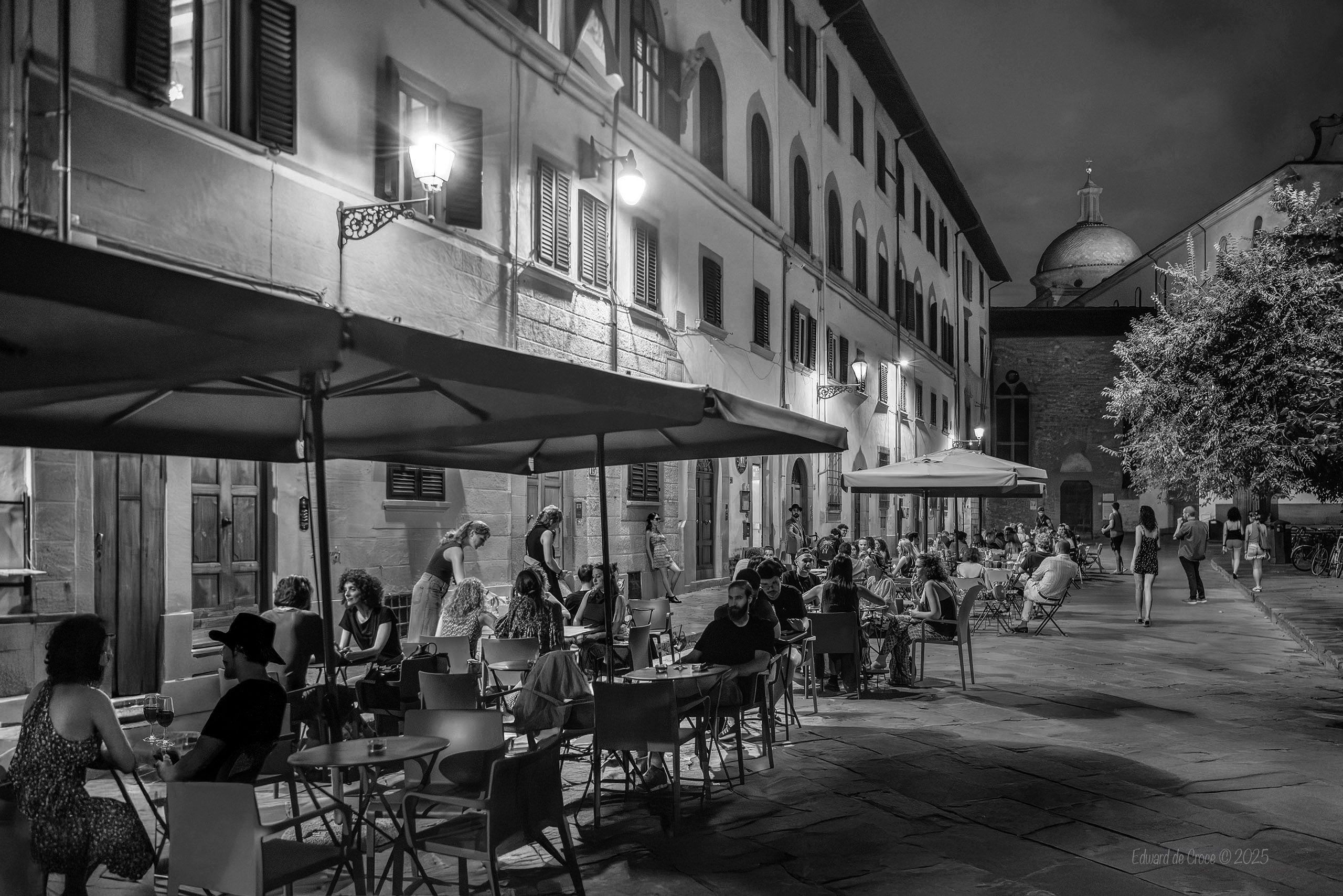 Firenze Italy Summer Street Cafe Travel Photography Black & White