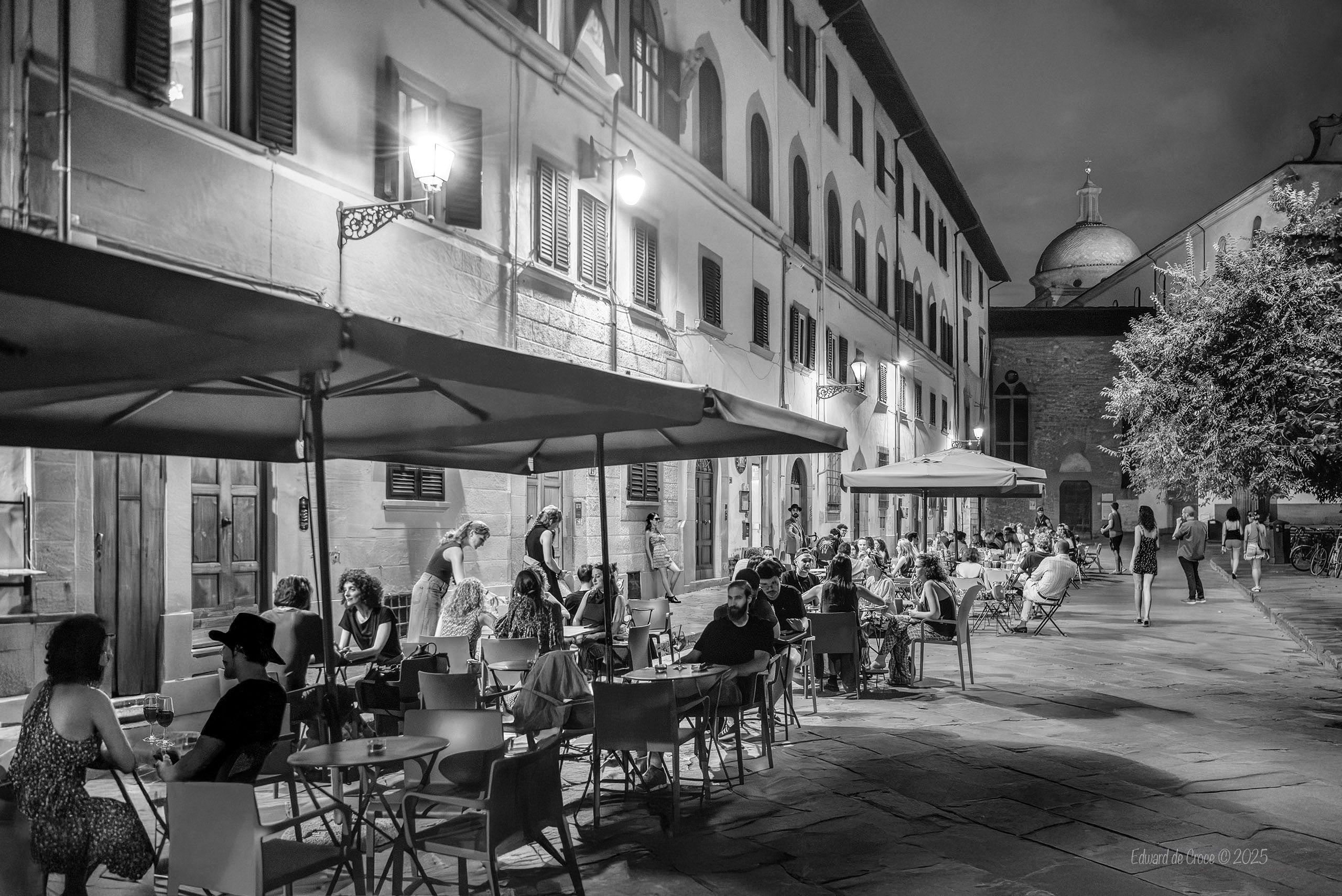 Firenze Italy Summer Street Cafe Travel Photography BW