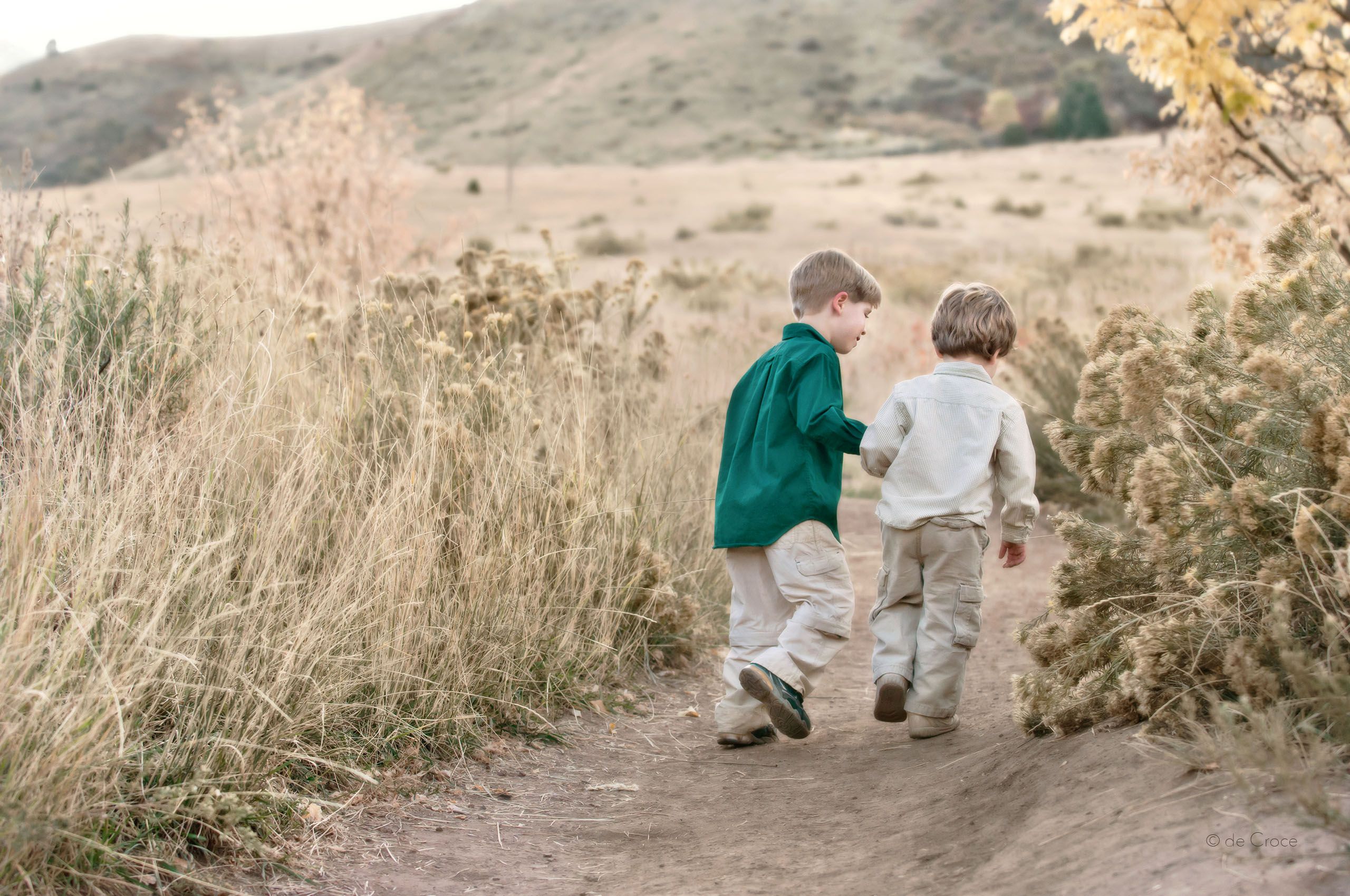 Young boy brothers hike together in this advertising lifestyle illustration Lifestyle Photography - Brothers