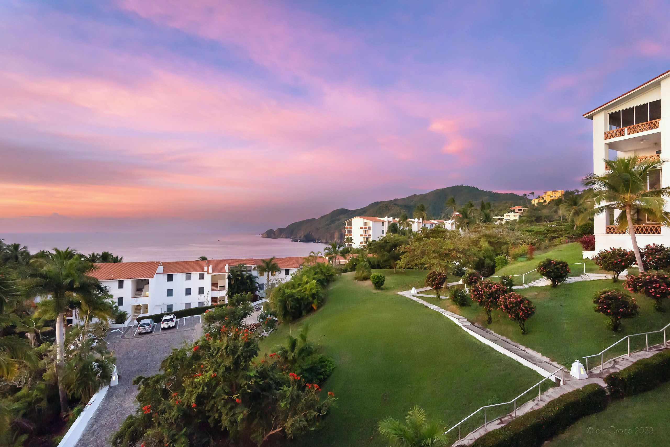 Travel photography doe beach resort depicts hospitality luxury condos at dawn in Colima mexico. Travel Photography Dawn - Vida Del Mar Colima Mexico