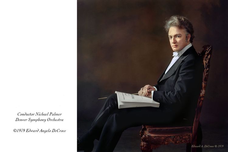This indoor portrait by well known Denver portrait photographer Edward Angelo DeCroce is part of the Denver Symphony Orchestra Series. Conductor Michael Palmer was photographed by DeCroce in July of 1979. Michael Palmer DSO©DeCroce Photography LO.jpg