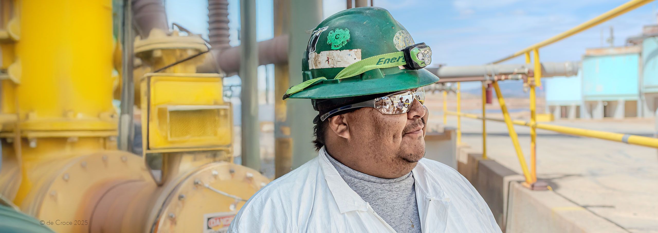 Mill worker pauses at Utah uranium mill. Mill Worker - Utah Uranium