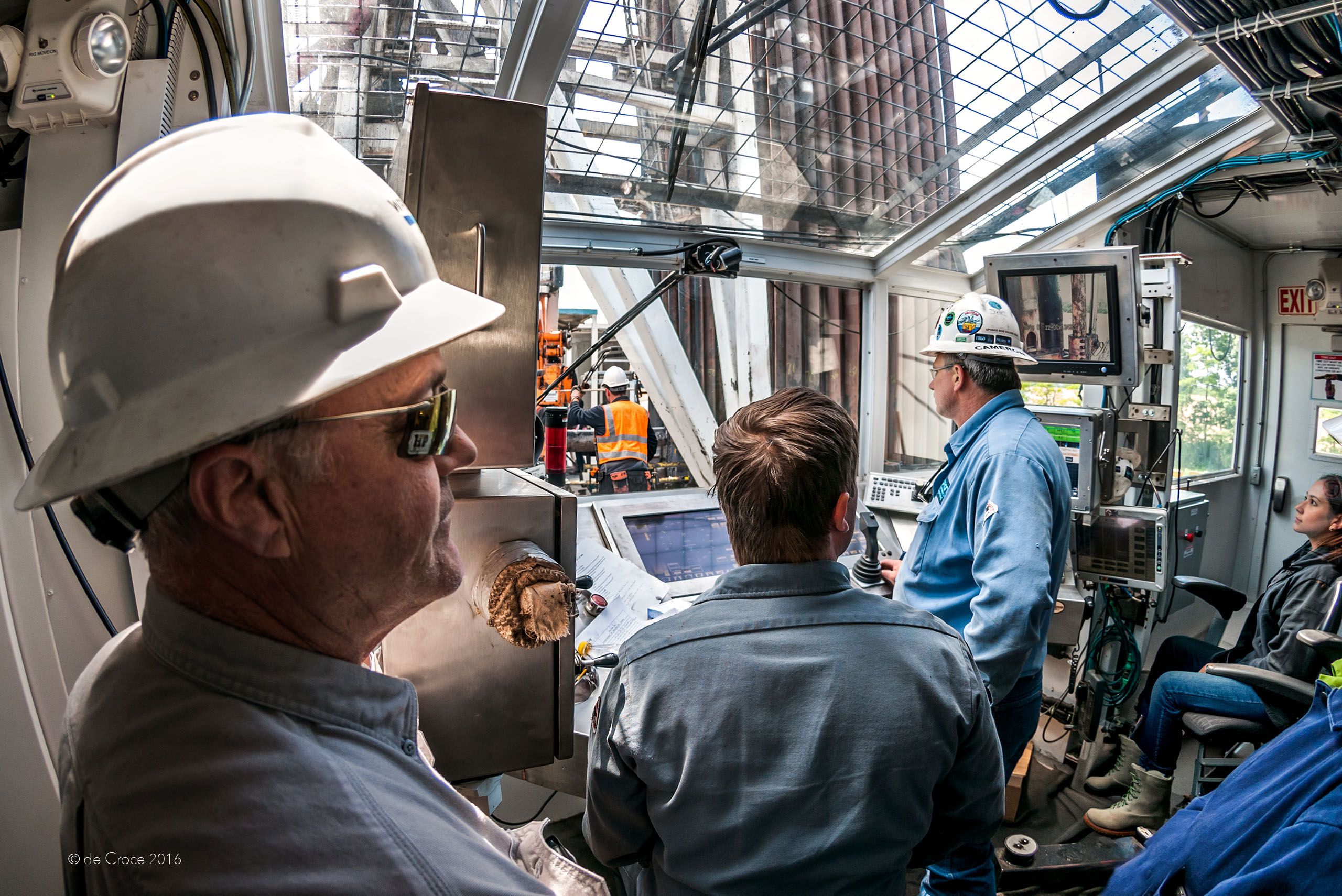 Oil derrick Operation Inside The Control Cabin. Photographed By American Industrial Photographer, Edward Decroce. 