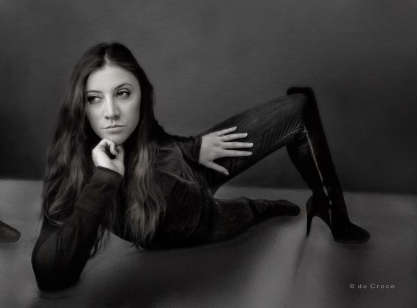 Denver portrait photography of Aimee. Black and white model style photography. Aimee