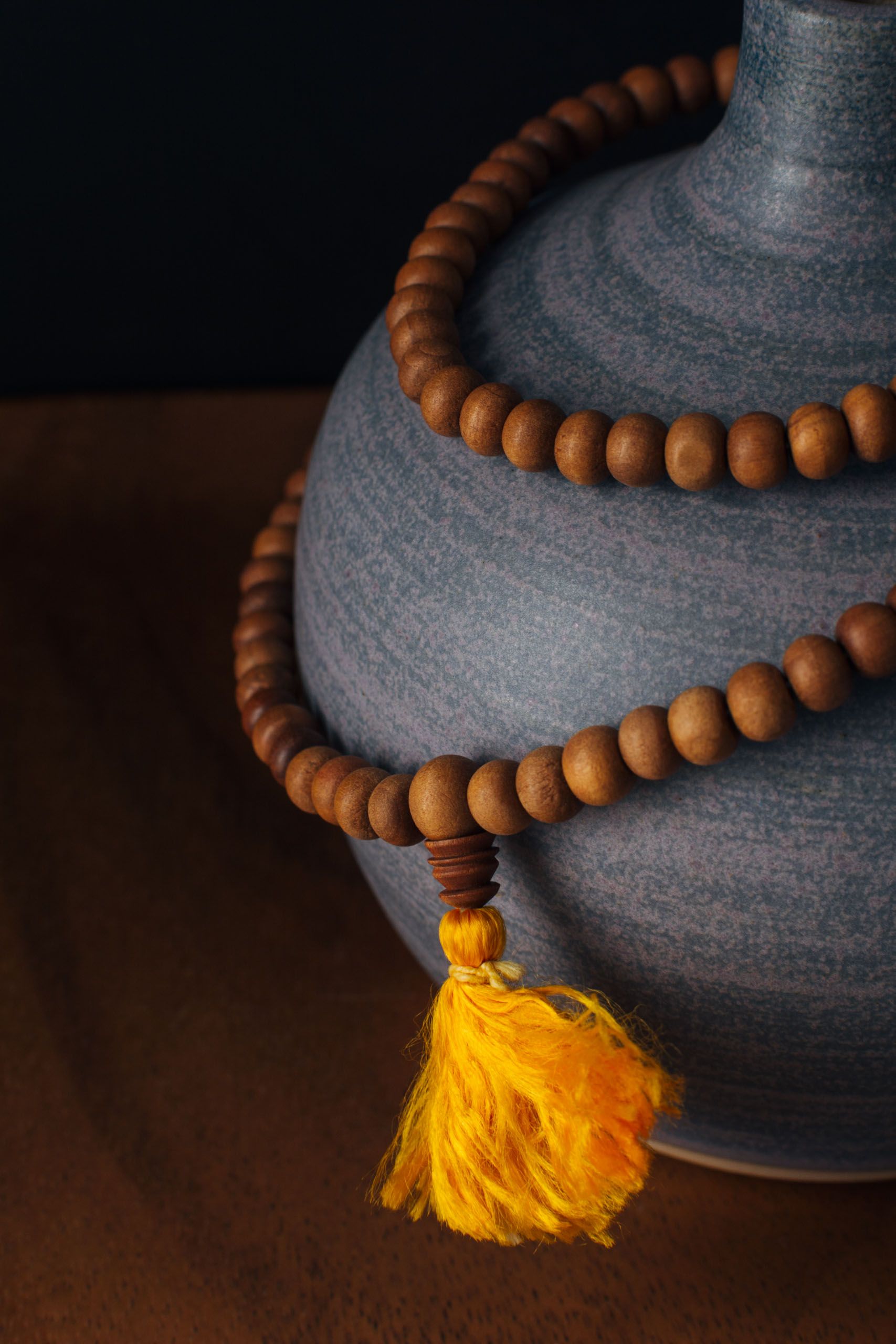 Still life of prayer, mala beads