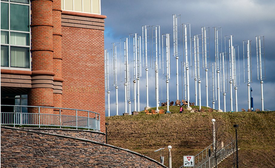 Vertical Wind Turbines at Quinniapac University in Hamden, Connecticut.