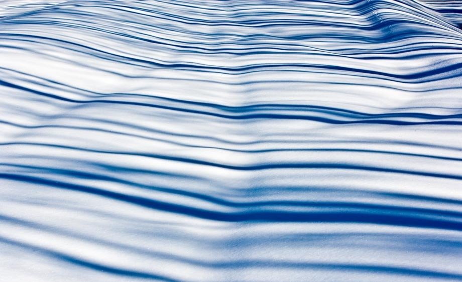 Shadows on the snow in Acadia National Park in Maine.
