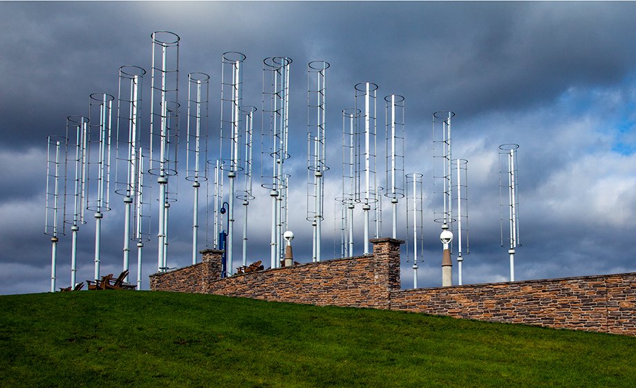 Vertical Wind Turbines at Quinniapac University in Hamden, Connecticut.