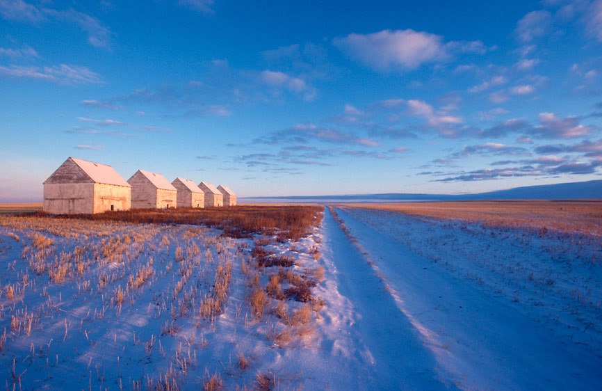 Barns at sunrise, Alberta Canada