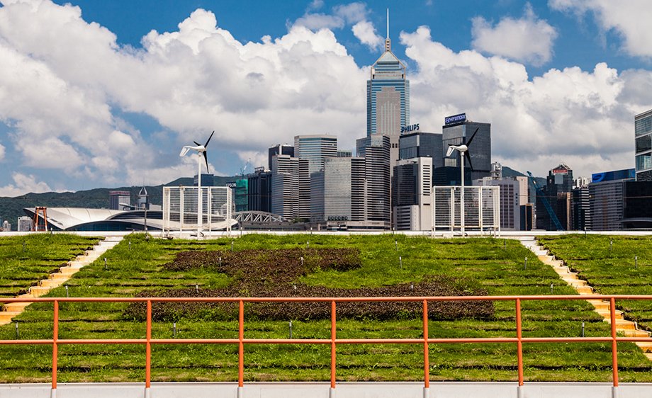 A "Green" Roof in Hong Kong, China.