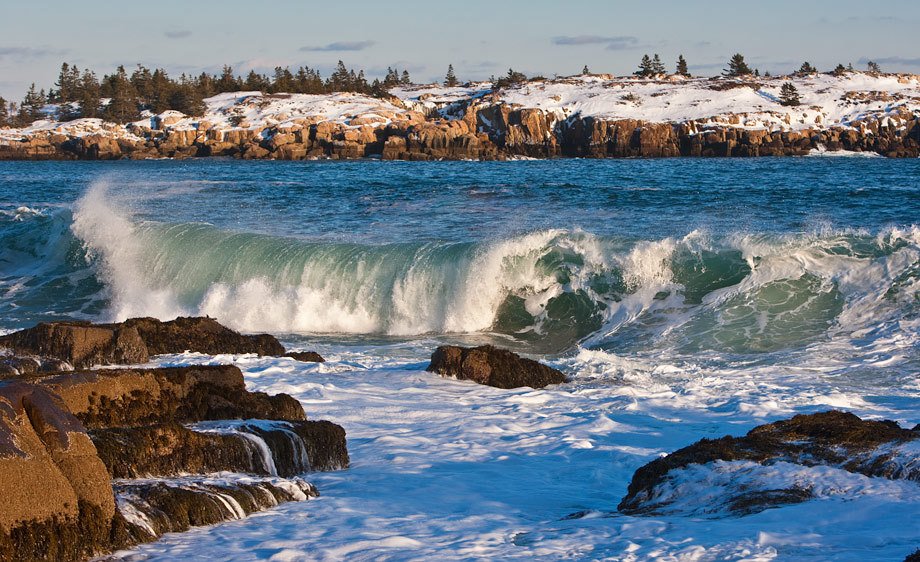Wave crashing at Schoodic Point