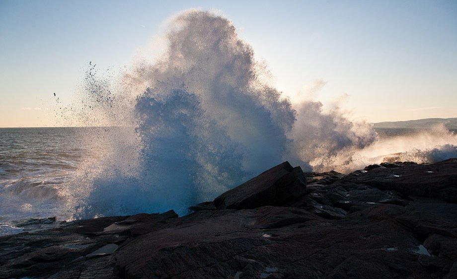 Wave crashing at Schoodic Point