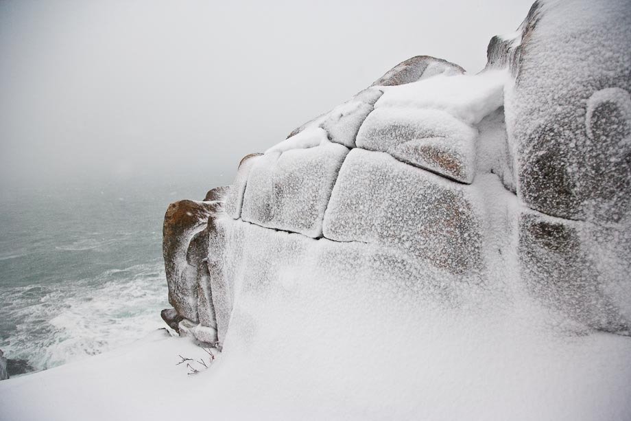 Icy Rocks during a Winter storm in Acadia National Park.