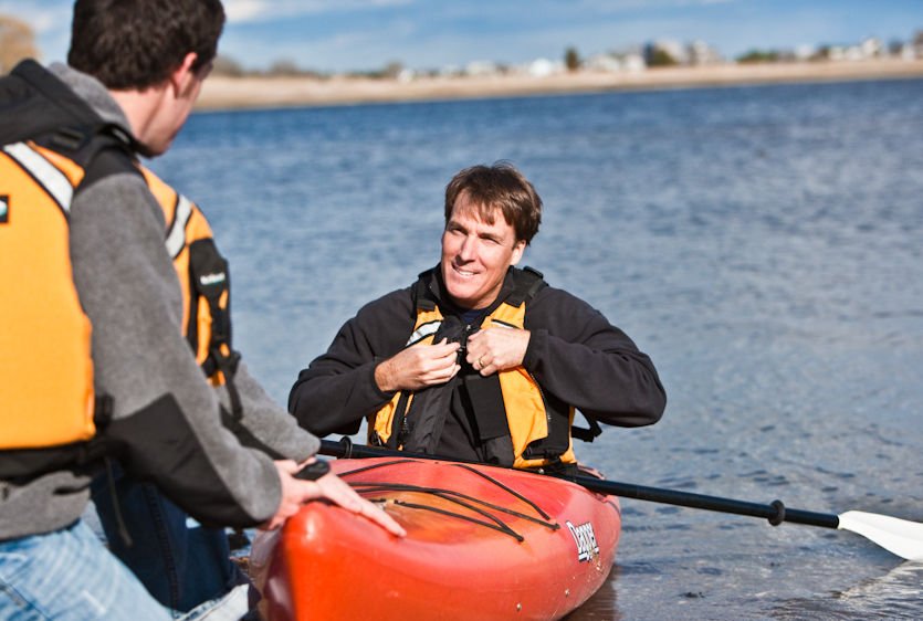 Father & son with kayak