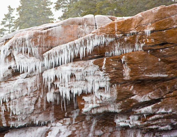 Ice on Rocks at Thunder Hole, in Acadia National Park.