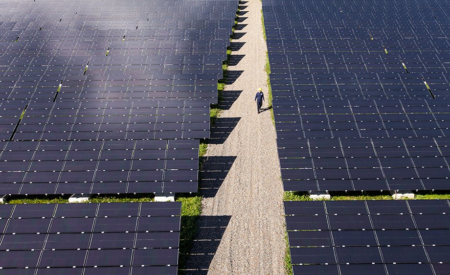 Solar Panels and a technician