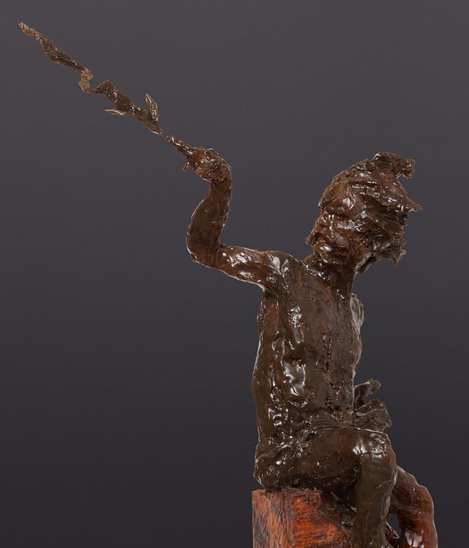 Zeus on Olympus in wax; 27" with base.