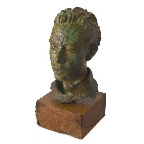 Francesco, life-size bronze with wood base;