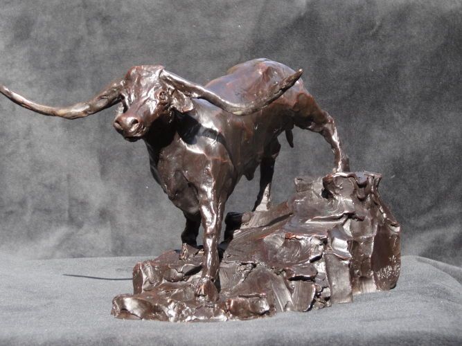 Lost Longhorn.  bronze. 9"x7"x5".  $1,500.