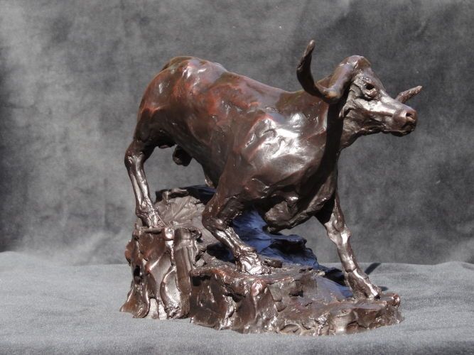Lost Longhorn.  bronze. 9"x7'x5".  $1,500