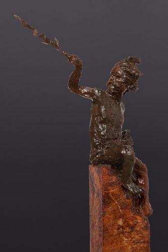 Zeus on Olympus in wax; 27" high with based;