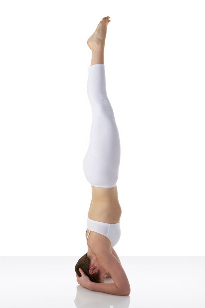 Headstand on White