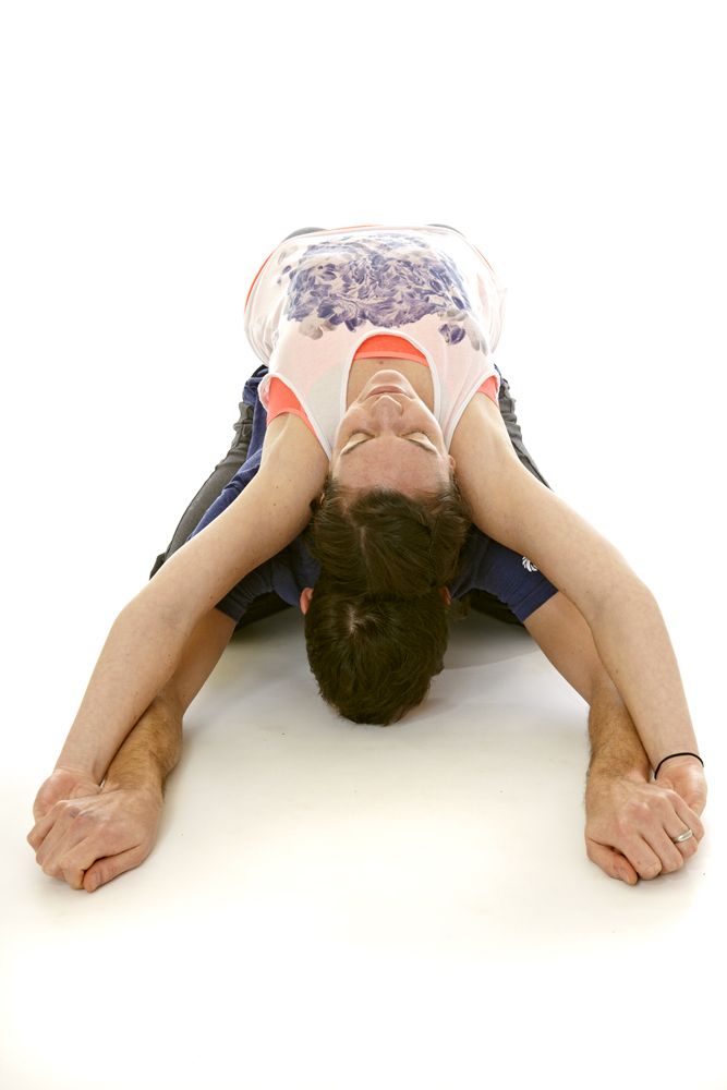 Partner Yoga Pose on white