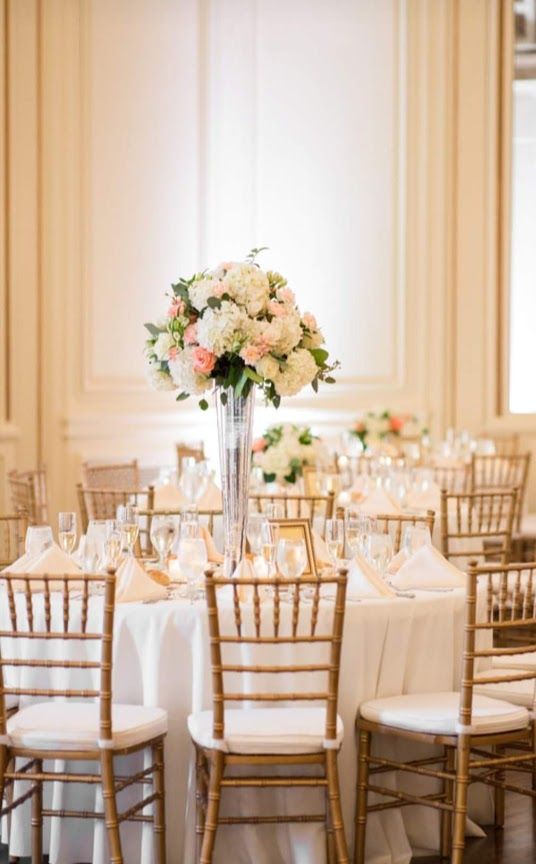 Elevated Hydragea and Rose Centerpiece