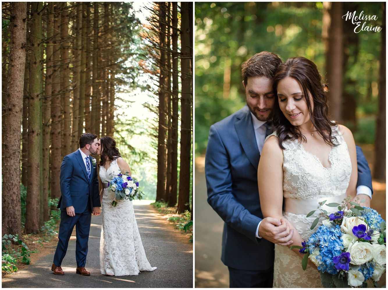 Garden Rose and Blue Hydrangeas