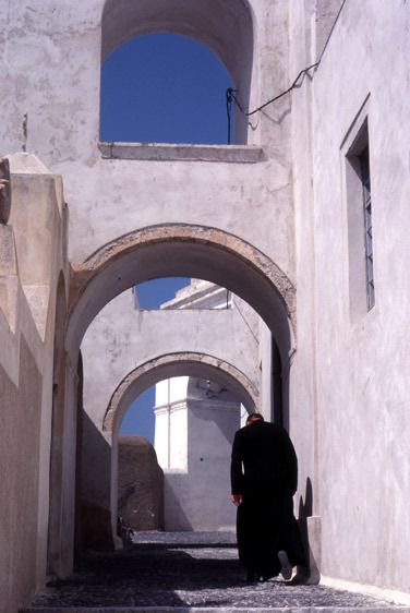 Street Scene near Catholic Church, Thera, Santorini
