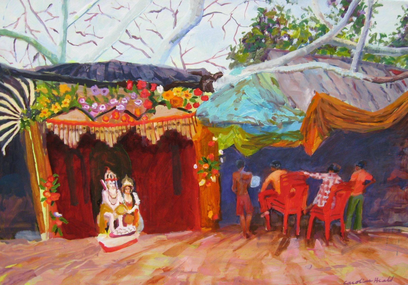 OIL ON CANVAS 20 X 30  UNFRAMED  $850  TELEVISION BY THE GANGES