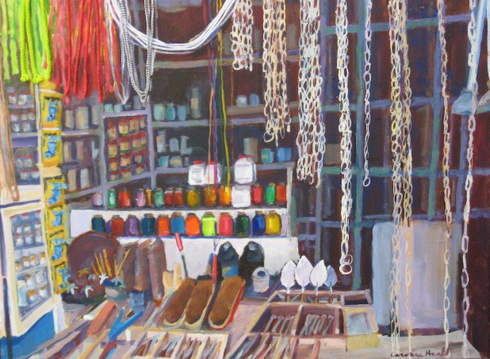 COLLAGE AND OIL ON CANVAS 18 X 24  UNFRAMED $600  HARDWARE STORE