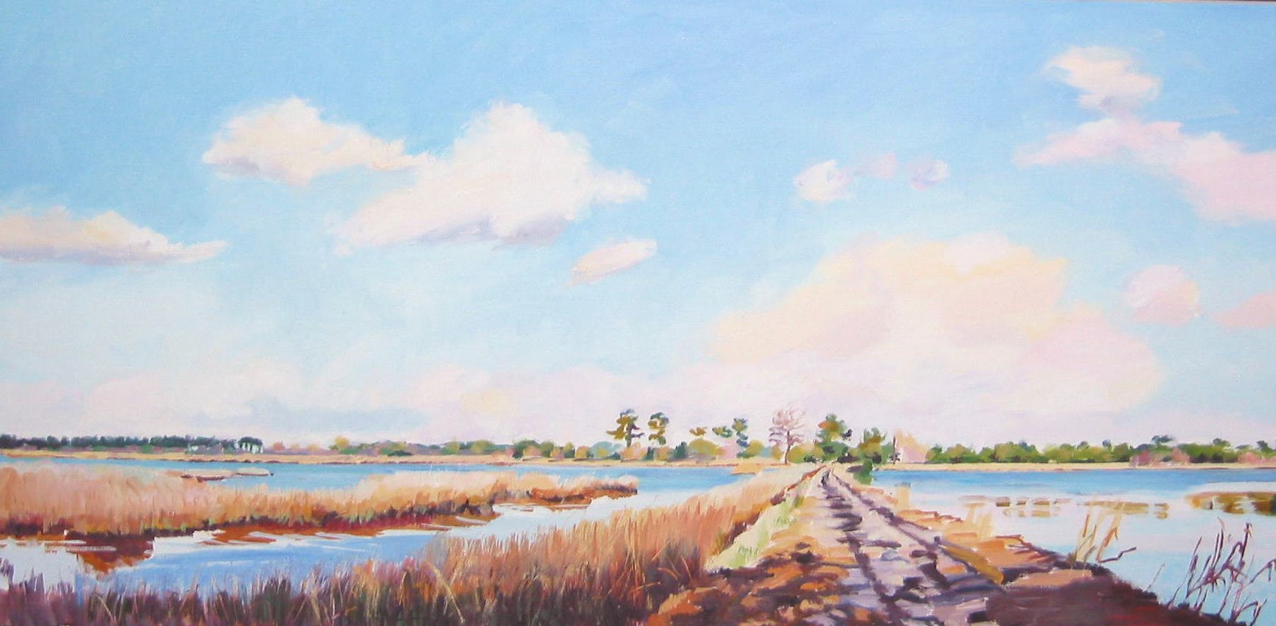 OIL ON CANVAS 18X36 UNFRAMED $850 HARPER MILL BANK #3